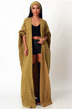 Load image into Gallery viewer, Chevron Print Duster &amp; Headband Set - Chartreuse
