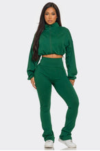 Load image into Gallery viewer, Darling 2pc Dolman Jacket and Yoga Set - Deep Green
