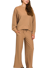 Load image into Gallery viewer, Pack Light 2pc Ribbed Dolman Sleeve Pullover And Wide Leg Pants Set - Camel
