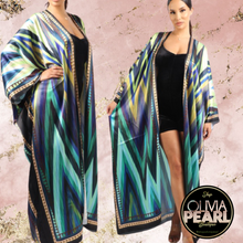 Load image into Gallery viewer, .. Destination Me Kimono/Kaftan - Green/Blue
